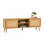 DESSER 150cm Rattan Door TV Cabinet-Oak