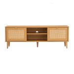DESSER 150cm Rattan Door TV Cabinet-Oak - Image 3