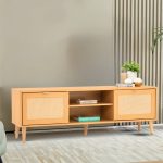 DESSER 150cm Rattan Door TV Cabinet-Oak - Image 2