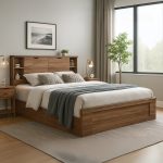 ARCH Queen Size Storage Bed Frame-Walnut