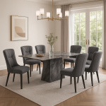 DASHONE 6 Seater Ceramic Top Dining Set-Grey