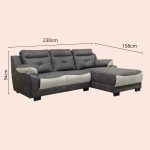 JUSLEEN 3 Seater L Shaped Sofa-Grey - Image 4