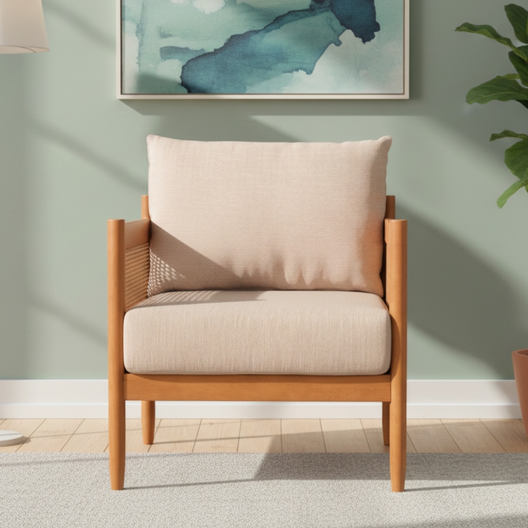 MISA SOFA-3 MISA 1 Seater Sofa-Light Walnut - Image 1