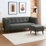 NICHOLAS 3 Seater Sofa With Stool-Grey