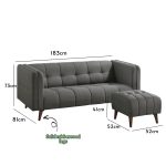 NICHOLAS 3 Seater Sofa With Stool-Grey - Image 3