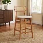 RITA Solid Rubberwood Bar Chair-Light Walnut