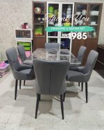 DASHONE 6 Seater Ceramic Top Dining Set-Grey - Image 4