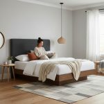 YUMER Queen Size Floating Bed Frame-Cocoa