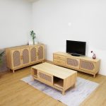 ALESANA 120cm Rattan Door Coffee Table-Oak - Image 6