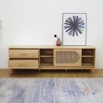 ALESANA 180cm Rattan Door TV Cabinet-Oak - Image 4