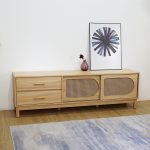 ALESANA 180cm Rattan Door TV Cabinet-Oak - Image 3