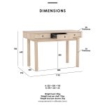 LUDLOW 120cm 2 Sliding Door Study Desk-White Wash - Image 3