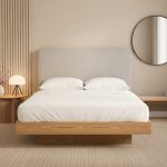 YUMER Queen Size Floating Bed Frame-Natural
