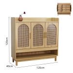 ALESANA 120cm Rattan Door Shoe Cabinet-Oak - Image 7