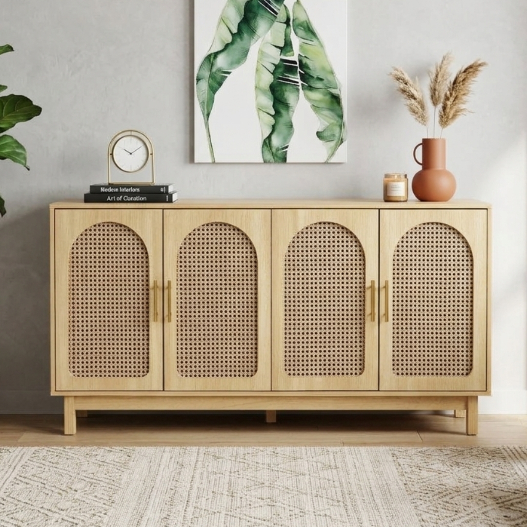 ALESANA SIDEBOARD MAIN- (1) ALESANA 160cm Rattan Door Sideboard-Oak - Image 1