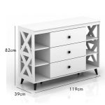 VILINDA 3 Drawer Chest Sideboard-White - Image 4
