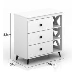 VILINDA 3 Drawer Chest Sideboard-White - Image 2