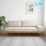 DAIKIN Solid Wood 3 Seater Easy Clean Fabric Sofa-Natural