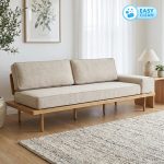 DAIKIN Solid Wood 3 Seater Easy Clean Fabric Sofa-Natural - Image 2