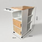 TAYLIA Solid Wood Kitchen Cart Trolley-White - Image 3