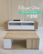 KYRA 180cm TV Cabinet-White+Oak - Image 10