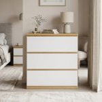 VESTA Premium Grade 3 Drawer Chest-Oak+White