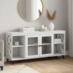 VILINDA 150cm 2 Glass Door Sideboard-White - Image 2