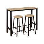 COREL 160CM Bar Table-Natural Top Black Legs