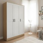 FENKEL 3 Door Soft Closing Wardrobe-Oak+White - Image 2