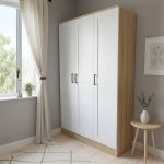 FENKEL 3 Door Soft Closing Wardrobe-Oak+White - Image 3
