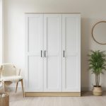 FENKEL 3 Door Soft Closing Wardrobe-Oak+White