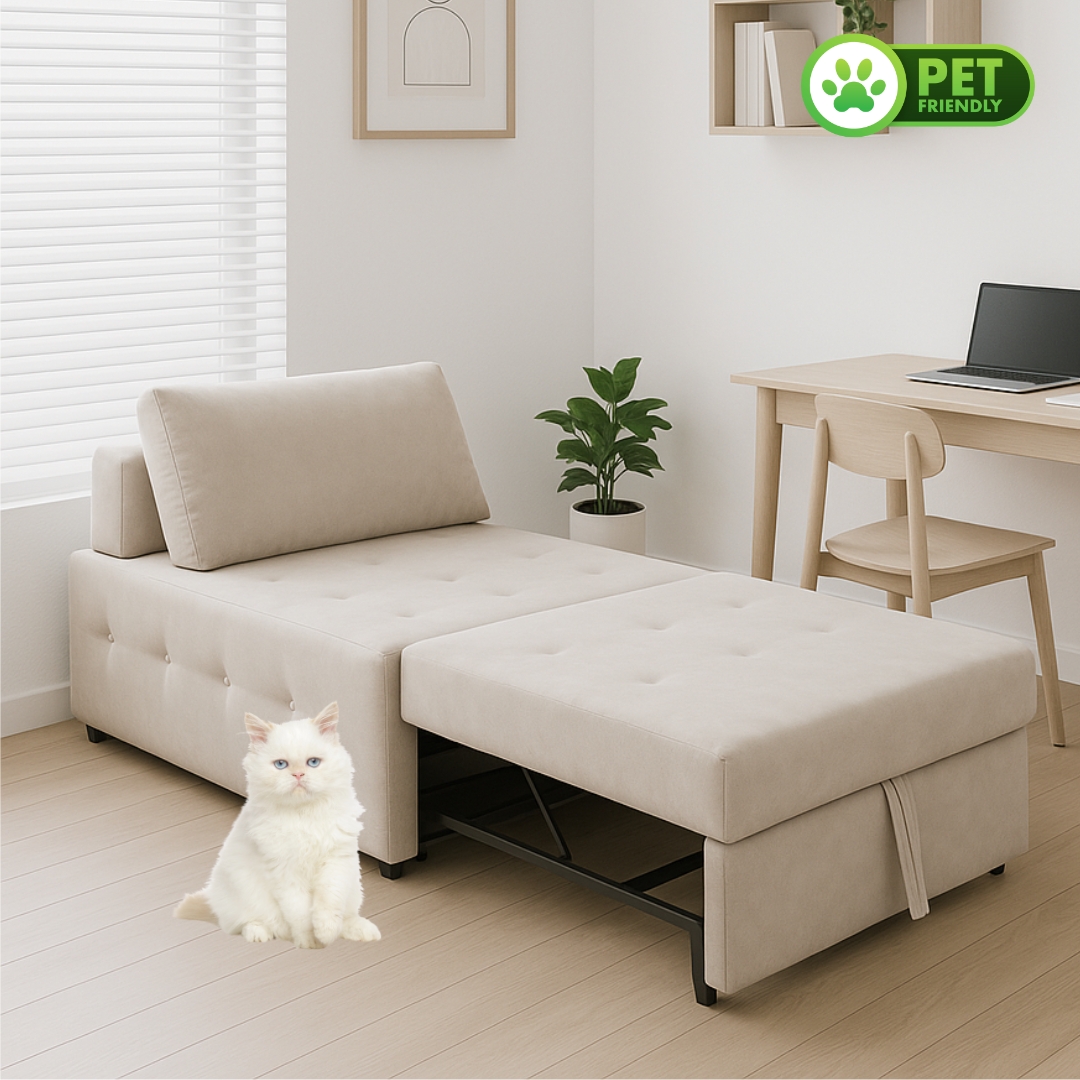 KYLA SOFABED MAIN KYLA Pet Friendly Pull Out Sofa Bed-Beige - Image 1