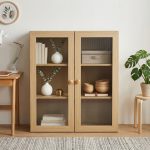 ROXANNE 2 Door Acrylic Door Storage Cabinet-Oak