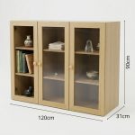 ROXANNE 3 Door Acrylic Door Storage Cabinet-Oak - Image 7