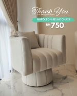 NAPOLEON Anti Stain Swivel Relax Chair-Beige - Image 13