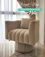 NAPOLEON Anti Stain Swivel Relax Chair-Beige - Image 14