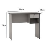 ECO 90CM Writing Desk With Key Lock-Grey - Image 6