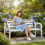 HAMIDA 3 Seater Outdoor Bench-White