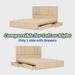 HIRANO Queen Drawer Storage Bed Frame-White Wash - Image 3