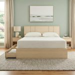 HIRANO Queen Drawer Storage Bed Frame-White Wash