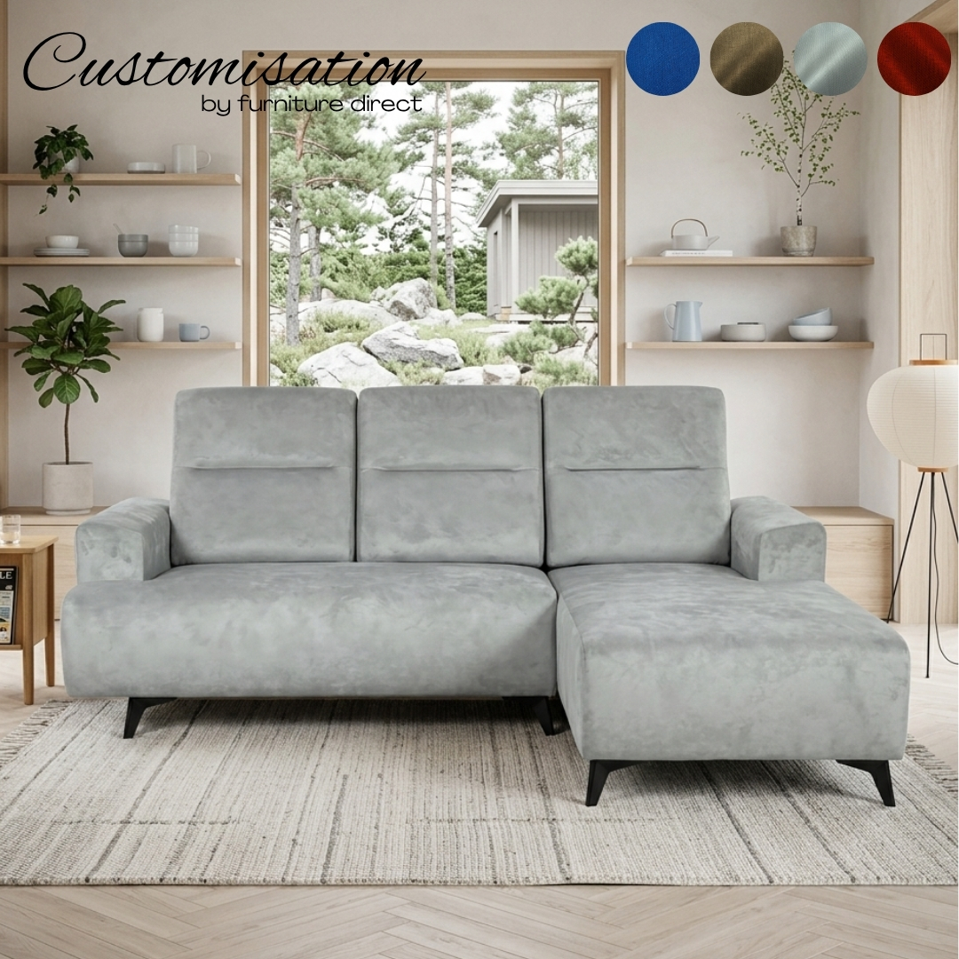 Customisation- ALECTO 26 Custom Made-ALECTO 3 Seater L Shaped Push Back Sofa - Image 1