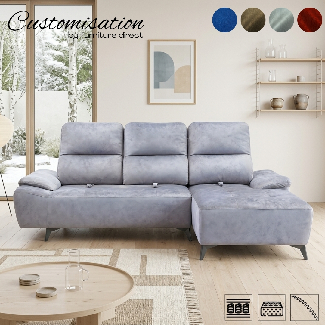 Customisation- MALEEN 26-1 Custom Made-MALEEN 3 Seater L Shaped Push Back Sofa - Image 1