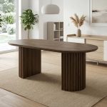 HARU Full Solid 180cm Oval Dining Table-Walnut