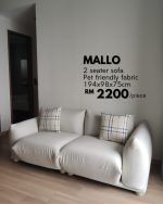 MALLO 2 Seater Pet Friendly Sofa-Cream - Image 7