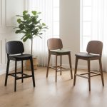 CORA Solid Wood Bar Chair-Green Seat