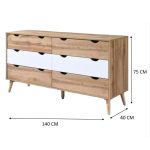 CACEY 140cm Sideboard-Oak+White - Image 2