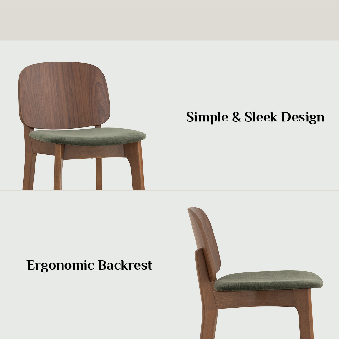 CORA Solid Wood Bar Chair-Green Seat - Image 3