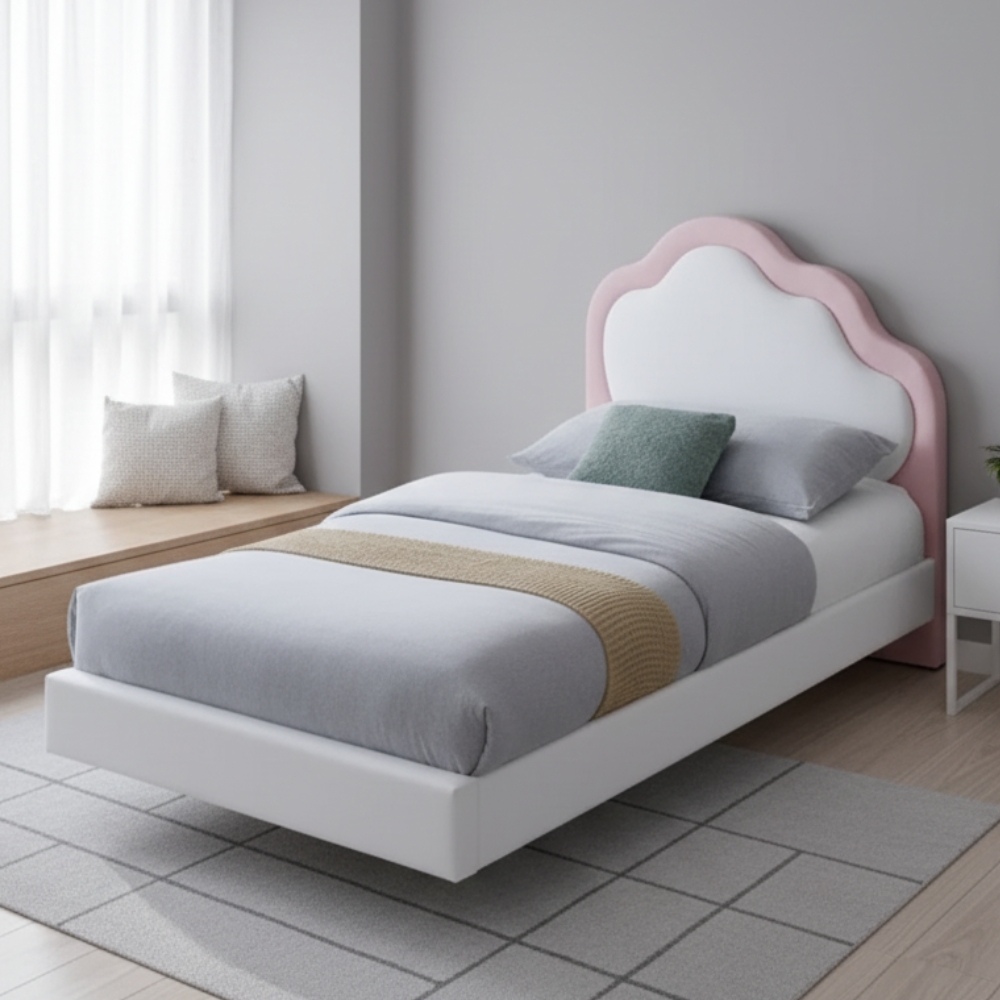 Custom Made-LUCY PINK BED LUCY Cloud Shaped Floating Single Bed-2 Colors - Image 1