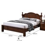 DEVONA Wooden Queen Size Bed Frame-Dirty Oak - Image 3