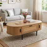 RAMORA 120cm Sliding Door Coffee Table-Oak